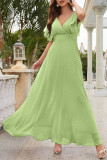 Elegant Formal Solid Solid Color V Neck Evening Dress Dresses