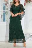 Sexy Celebrities Solid Lace Hollowed Out O Neck Evening Dress Dresses
