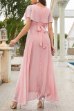 Elegant Formal Solid Solid Color V Neck Evening Dress Dresses