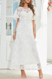 Sexy Celebrities Solid Lace Hollowed Out O Neck Evening Dress Dresses