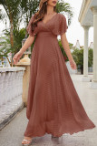 Elegant Formal Solid Solid Color V Neck Evening Dress Dresses
