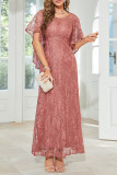 Sexy Celebrities Solid Lace Hollowed Out O Neck Evening Dress Dresses