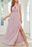 Sexy Celebrities Solid Slit Halter Evening Dress Dresses