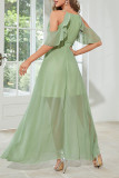 Elegant Simplicity Print Bandage V Neck A Line Dresses