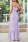 Sweet Elegant Solid Frenulum V Neck Sleeveless Dress Dresses