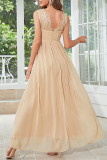 Celebrities Elegant Solid Lace V Neck Evening Dress Dresses