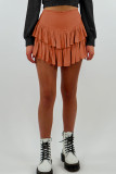 Casual Simplicity Solid Flounce Fold Loose High Waist Type A Solid Color Bottoms