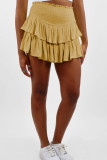 Casual Simplicity Solid Flounce Fold Loose High Waist Type A Solid Color Bottoms