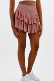 Casual Simplicity Solid Flounce Fold Loose High Waist Type A Solid Color Bottoms
