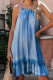 Solid Backless O Neck Sleeveless Regular Denim Dresses