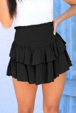 Casual Simplicity Solid Flounce Fold Loose High Waist Type A Solid Color Bottoms