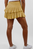 Casual Simplicity Solid Flounce Fold Loose High Waist Type A Solid Color Bottoms