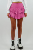 Casual Simplicity Solid Flounce Fold Loose High Waist Type A Solid Color Bottoms