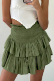Casual Simplicity Solid Flounce Fold Loose High Waist Type A Solid Color Bottoms