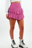 Casual Simplicity Solid Flounce Fold Loose High Waist Type A Solid Color Bottoms