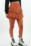 Casual Simplicity Solid Flounce Fold Loose High Waist Type A Solid Color Bottoms