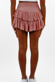 Casual Simplicity Solid Flounce Fold Loose High Waist Type A Solid Color Bottoms