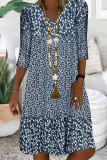 Casual College Print Patchwork V Neck T-shirt Dress Dresses