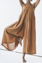 Sexy Simplicity Solid Buttons Strapless Loose Jumpsuits