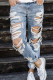 Casual Street Solid Ripped Straight Harlan Solid Color Bottoms