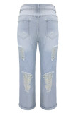 Casual Street Solid Ripped Straight Harlan Solid Color Bottoms