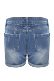 Casual Street Floral Patchwork Loose Denim Shorts