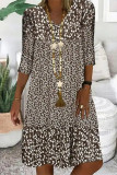 Casual College Print Patchwork V Neck T-shirt Dress Dresses