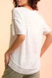 Elegant Solid Hollowed Out V Neck T-Shirts