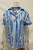 Elegant Striped Patchwork V Neck Tops