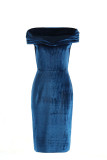 Sexy Solid Fold Off the Shoulder One Step Skirt Dresses