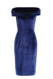 Sexy Solid Fold Off the Shoulder One Step Skirt Dresses