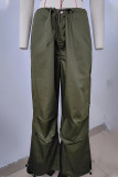 Casual Street Solid Pocket Loose High Waist Straight Solid Color Bottoms