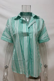 Elegant Striped Patchwork V Neck Tops