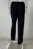 Casual Simplicity Solid Pocket Frenulum Loose High Waist Straight Solid Color Bottoms