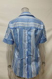Elegant Striped Patchwork V Neck Tops