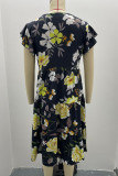Elegant Floral Patchwork O Neck A Line Dresses