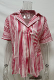 Elegant Striped Patchwork V Neck Tops