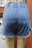 Casual Street Solid Make Old High Waist Loose Denim Shorts