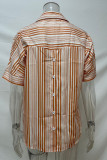 Elegant Striped Patchwork V Neck Tops