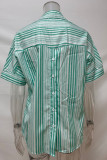 Elegant Striped Patchwork V Neck Tops