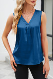 Sweet Elegant Solid Fold V Neck Tops