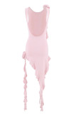 Sexy Solid See-through Asymmetrical Oblique Collar Wrapped Skirt Dresses