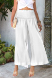 Casual Solid Fold Loose High Waist Wide Leg Solid Color Bottoms