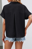 Work Elegant Solid Fold Turndown Collar Tops