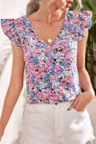 Casual Sweet Patchwork V Neck Tops