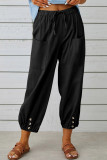 Casual Solid Pocket Buttons Loose Mid Waist Harlan Solid Color Bottoms