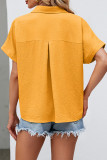 Work Elegant Solid Fold Turndown Collar Tops