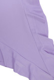 Sexy Solid See-through Asymmetrical Oblique Collar Wrapped Skirt Dresses