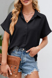 Work Elegant Solid Fold Turndown Collar Tops