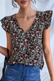 Casual Sweet Patchwork V Neck Tops